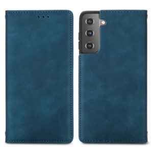 For Samsung Galaxy S21 Plus Retro Skin Feel Business Magnetic Horizontal Flip Leather Case with Holder & Card Slots & Wallet & Photo Frame(Blue) (OEM)