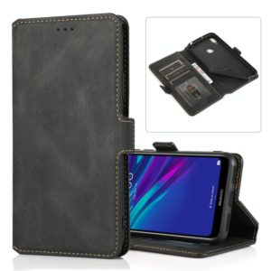 For Huawei Y6 (2019) Retro Magnetic Closing Clasp Horizontal Flip Leather Case with Holder & Card Slots & Photo Frame & Wallet(Black) (OEM)