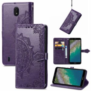 For Nokia C01 Plus Mandala Embossing Pattern Horizontal Flip Leather Case with Holder & Card Slots & Wallet & Lanyard(Purple) (OEM)