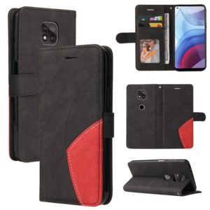 For Motorola Moto G Power 2021 Dual-color Splicing Horizontal Flip PU Leather Case with Holder & Card Slots & Wallet(Black) (OEM)