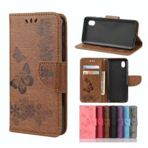 For Samsung Galaxy A01 Core Butterflies Embossing Horizontal Flip Leather Case with Holder & Card Slots & Wallet(Brown) (OEM)