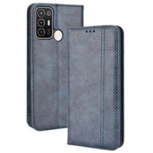 For ZTE Blade A52 Magnetic Buckle Retro Crazy Horse Leather Phone Case(Blue) (OEM)