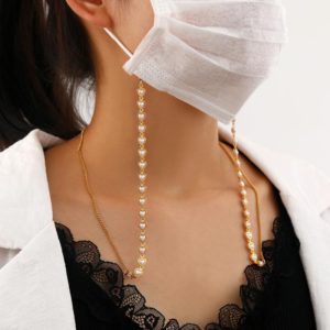 Retro Love Pearl Multi-Purpose Anti-Lost Hanging Mask Glasses Chain(Gold) (OEM)