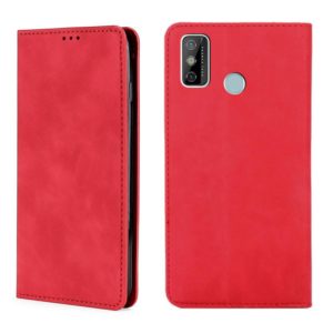 For Tecno Spark 6 GO Skin Feel Magnetic Horizontal Flip Leather Case with Holder & Card Slots(Red) (OEM)