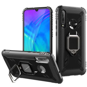 For Huawei P Smart+ 2019 Carbon Fiber Protective Case with 360 Degree Rotating Ring Holder(Black) (OEM)