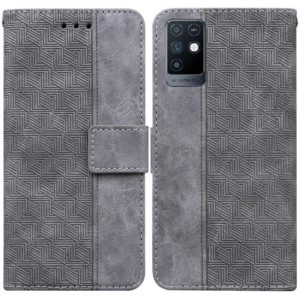 For Infinix Note 10 X693 Geometric Embossed Leather Phone Case(Grey) (OEM)