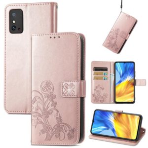 For Honor X10 Max 5G Four-leaf Clasp Embossed Buckle Leather Phone Case(Rose Gold) (OEM)
