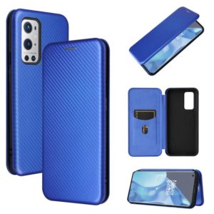 For OnePlus 9 Pro Carbon Fiber Texture Horizontal Flip TPU + PC + PU Leather Case with Card Slot(Blue) (OEM)