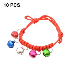 10 PCS Hand-Woven Adjustable Pet Bell Collars, Adjustable Perimeter: 18-32cm, Random Color Delivery (OEM)