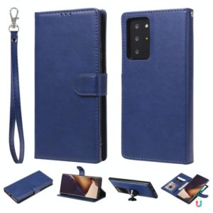 For Samsung Galaxy Note 20 2 in 1 Solid Color Detachable PU Leather Case with Card Slots & Magnetic Holder & Photo Frame & Wallet & Strap(Blue) (OEM)