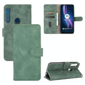 For Motorola Moto One Fusion Plus Solid Color Skin Feel Magnetic Buckle Horizontal Flip Calf Texture PU Leather Case with Holder & Card Slots & Wallet(Green) (OEM)