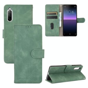 For Sony Xperia 10 II Solid Color Skin Feel Magnetic Buckle Horizontal Flip Calf Texture PU Leather Case with Holder & Card Slots & Wallet(Green) (OEM)