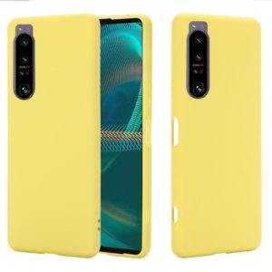 For Sony Xperia 1 IV Pure Color Liquid Silicone Shockproof Phone Case(Yellow) (OEM)