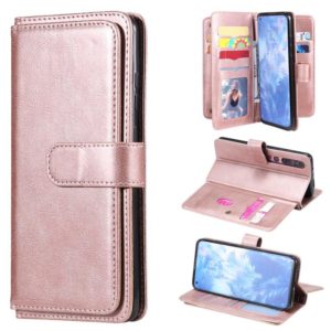 For Xiaomi Mi 10 / 10 Pro Multifunctional Magnetic Copper Buckle Horizontal Flip Solid Color Leather Case with 10 Card Slots & Wallet & Holder & Photo Frame(Rose Gold) (OEM)