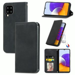 For Samsung Galaxy A22 5G Retro Skin Feel Business Magnetic Horizontal Flip Leather Case With Holder & Card Slots & Wallet & Photo Frame(Black) (OEM)