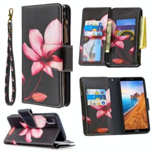 For Xiaomi Redmi 7A Colored Drawing Pattern Zipper Horizontal Flip Leather Case with Holder & Card Slots & Wallet(Lotus) (OEM)