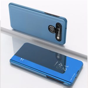For LG K51S Plated Mirror Horizontal Flip Leather Case with Holder(Blue) (OEM)