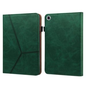 For Samsung Galaxy Tab A8 10.5 (2021) Solid Color Embossed Striped Leather Tablet Case(Green) (OEM)