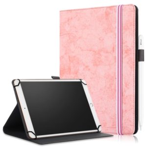 For 9-11 inch Marble Cloth Texture Horizontal Flip Universal Tablet PC Leather Case with Pen Slot & Holder(Pink) (OEM)