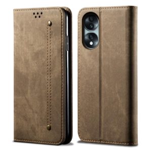 For Honor 70 Denim Texture Flip Leather Phone Case(Khaki) (OEM)