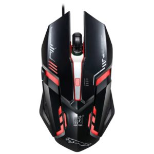 Chasing Leopard V17 USB 2400DPI Four-speed Adjustable Line Pattern Wired Optical Gaming Mouse with LED Breathing Light, Length: 1.45m(Jet Black) (Chasing Leopard) (OEM)
