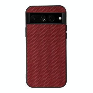 For Google Pixel 7 Pro Accurate Hole Carbon Fiber Texture PU Phone Case(Red) (OEM)