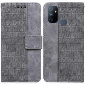 For OnePlus Nord N100 Geometric Embossed Leather Phone Case(Grey) (OEM)