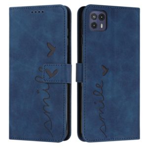 For Motorola Moto G50 5G Skin Feel Heart Pattern Leather Phone Case(Blue) (OEM)
