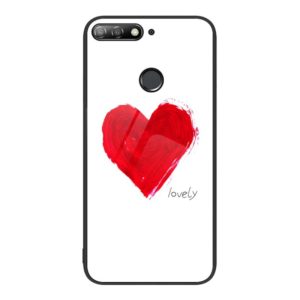 For Huawei Enjoy 8e Colorful Painted Glass Phone Case(Love) (OEM)