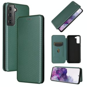 For Samsung Galaxy S30 Carbon Fiber Texture Horizontal Flip TPU + PC + PU Leather Case with Card Slot(Green) (OEM)
