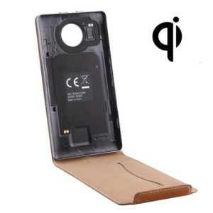 Vertical Flip Genuine Leather Case + QI Wireless Standard Charging Back Cover For Microsoft Lumia 950 XL(Brown) (OEM)