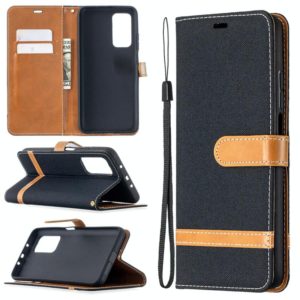 For Xiaomi Mi 10T / 10 Pro 5G Color Matching Denim Texture Leather Case with Holder & Card Slots & Wallet & Lanyard(Black) (OEM)