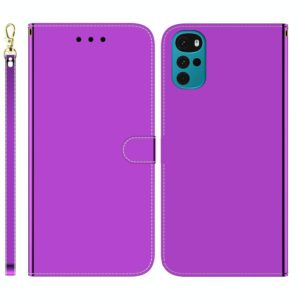 For Motorola Moto G22 Imitated Mirror Surface Horizontal Flip Leather Phone Case(Purple) (OEM)