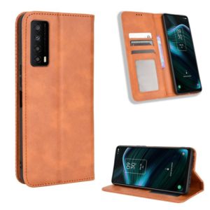 For TCL Stylus 5G Magnetic Buckle Retro Texture Leather Phone Case(Brown) (OEM)