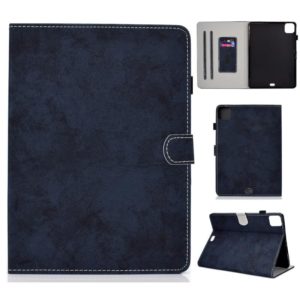 For iPad Air 2022 / 2020 10.9 Marble Style Cloth Texture Leather Case with Bracket & Card Slot & Pen Slot & Anti Skid Strip(Dark Blue) (OEM)