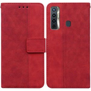 For Tecno Camon 17 Geometric Embossed Leather Phone Case(Red) (OEM)