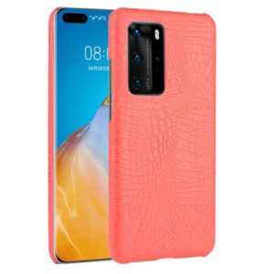 For Huawei P40 Pro Shockproof Crocodile Texture PC + PU Case(Red) (OEM)