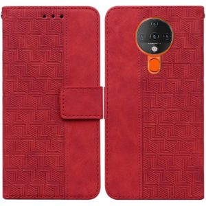 For Tecno Spark 6 Geometric Embossed Leather Phone Case(Red) (OEM)