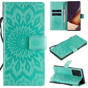 For Samsung Galaxy Note20 Ultra 5G Sun Embossing Pattern Horizontal Flip Leather Case with Card Slot & Holder & Wallet & Lanyard(Green) (OEM)