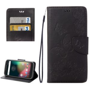 For Motorola Moto G (4rd gen) Plus Pressed Flowers Butterfly Pattern Leather Case with Holder & Card Slots & Wallet(Black) (OEM)