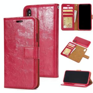 For iPhone XR Crazy Horse Texture Detachable Magnetic Back Cover Horizontal Flip Leather Case with Holder & Card Slots & Photo Frame & Wallet(Red) (OEM)
