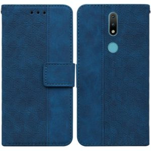 For Nokia 2.4 Geometric Embossed Leather Phone Case(Blue) (OEM)