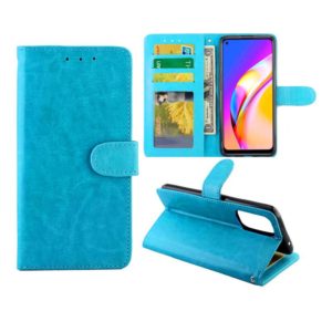 For OPPO A94 5G/F19 Pro+(5G)/Reno5 Z(5G)/RENO6 Z Crazy Horse Texture Leather Horizontal Flip Protective Case with Holder & Card Slots & Wallet & Photo Frame(baby Blue) (OEM)