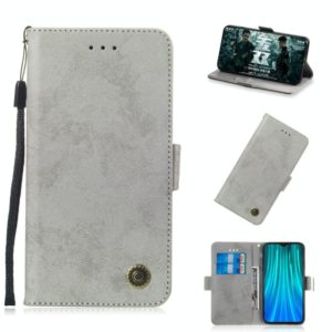 For Xiaomi Redmi Note 8 Pro Retro Horizontal Flip PU Leather Case with Card Slots & Holder(Gray) (OEM)