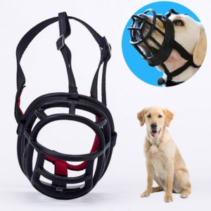 Dog Muzzle Prevent Biting Chewing and Barking Allows Drinking and Panting, Size: 8.8*8.4*11cm(Black) (OEM)