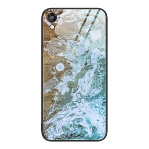 For Honor Play 3e Marble Pattern Glass Protective Phone Case(Beach) (OEM)