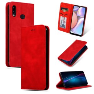 For Galaxy A10S Retro Skin Feel Business Magnetic Horizontal Flip Leather Case(Red) (OEM)
