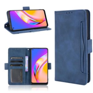 For OPPO A94 5G / Reno5Z 5G / F19 Pro+ 5G Skin Feel Calf Pattern Horizontal Flip Leather Case with Holder & Card Slots & Photo Frame(Blue) (OEM)