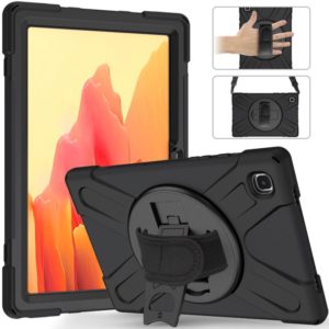 For Samsung Galaxy Tab A7 10.4 2020 T500 / T505 Shockproof Colorful Silicone + PC Protective Case with Holder & Shoulder Strap & Hand Strap(Black) (OEM)