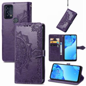 For TCL 20B Mandala Flower Embossed Horizontal Flip Leather Phone Case(Purple) (OEM)